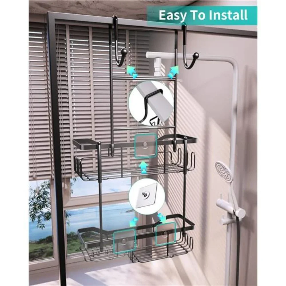 Hanging ShowerCaddy Over the Door with SoapHolder,No Drilling Adhesive Organizer
